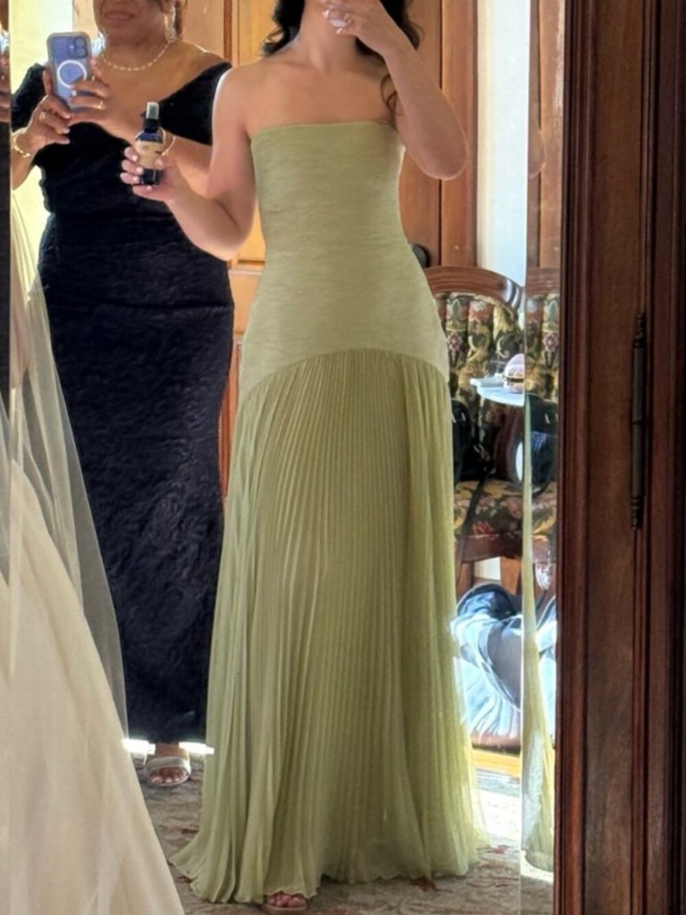BEST Alexis Sunniva Maxi Dress Gown - Sage Pleated Party Cocktail Wedding - Picture 2 of 13
